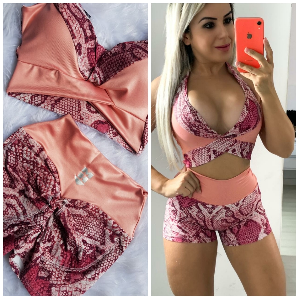 short Crop animal print set